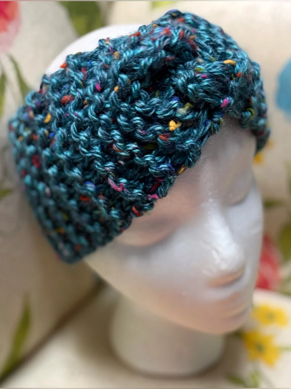 Handmade Hand Crafted Knit Twist Headband adult/teen teal